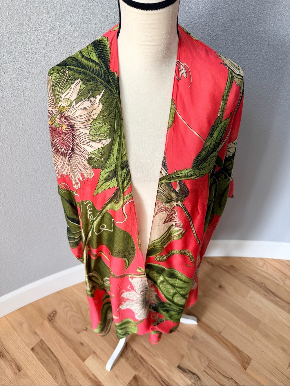 One Hundred Stars x KEW Gardens Passion Flower Coral Kimono Duster One Size GUC - Picture 3 of 15